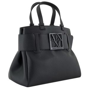 Black eco leather logo handbag