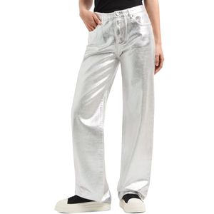 Pantaloni in cotone rigido argentato