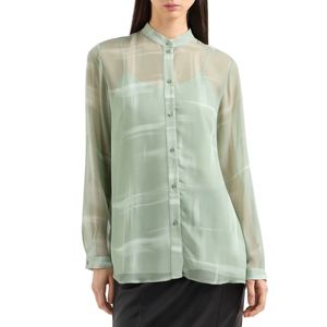 Camicia verde con scollo alla coreana