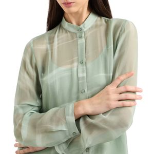 Camicia verde con scollo alla coreana
