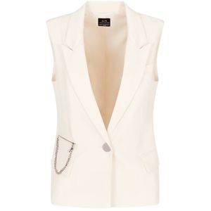 Gilet bianco monopetto