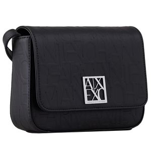 Black medium shoulder bag with all-over logo
