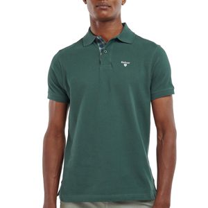 Polo in cotone con stampe tartan nel colletto