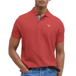 Polo in cotone con stampe tartan nel colletto