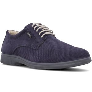Blue suede lace-up with perforated insert