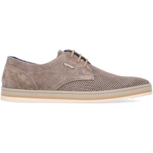 Pewter suede lace-up with perforated insert