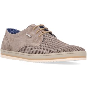 Pewter suede lace-up with perforated insert