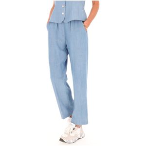 Pantaloni con vita elasticizzata e piega stirata