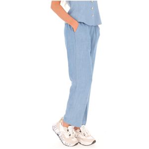 Pantaloni con vita elasticizzata e piega stirata