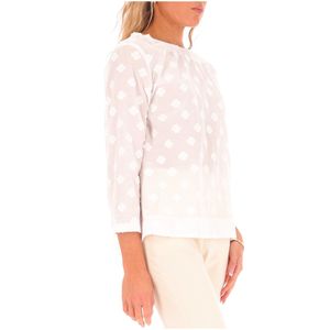 Maglia bianca con ricamo floreale all over