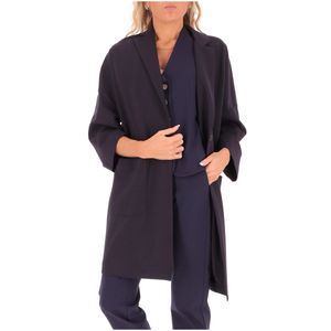 Spolverino blu con collo rever