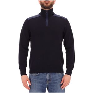 Pullover in cotone con inserti in lino