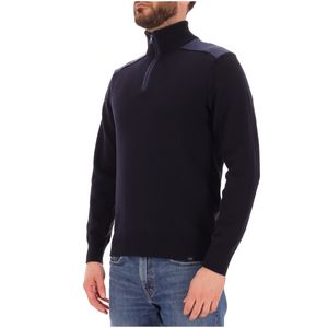 Pullover in cotone con inserti in lino