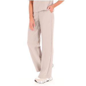 Pantaloni grigi a righe con passanti in vita