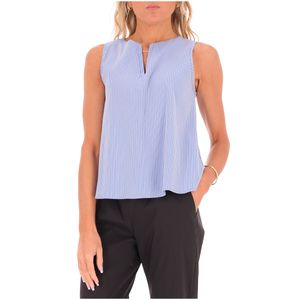 Top in cotone a righe con scollo a V