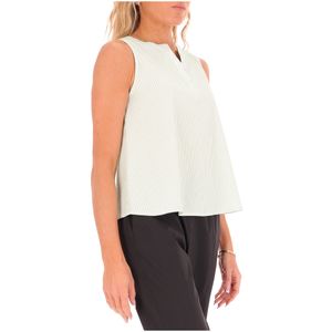 Top in cotone a righe con scollo a V