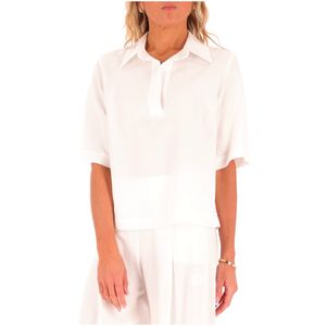 Linen blouse with polo neckline