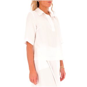 Linen blouse with polo neckline