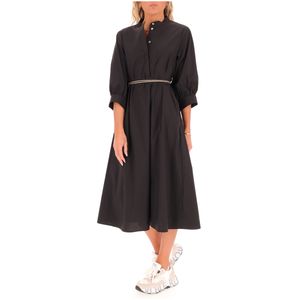 Long cotton dress with 3/4 sleeves