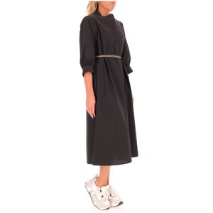 Long cotton dress with 3/4 sleeves