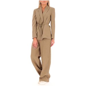 Giacca flare a righe con cintura