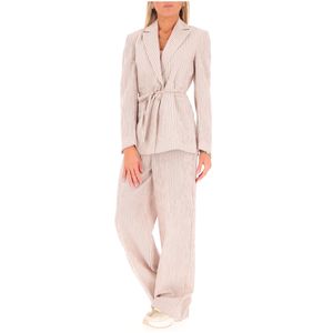 Giacca flare a righe con cintura