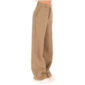 Pantaloni flare a righe con logo oro