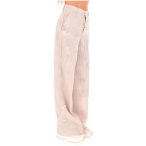 Pantaloni flare a righe con logo oro
