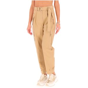 Pantalone cargo beige con cintura