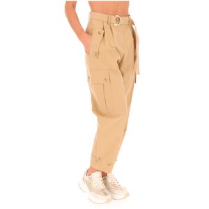 Pantalone cargo beige con cintura