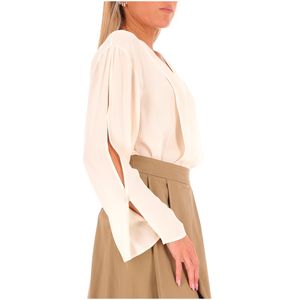 Beige V-neck blouse