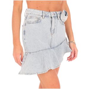 Gonna in jeans asimmetrica con fiore