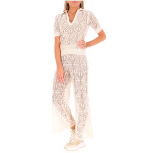 Beige cotton perforated blouse