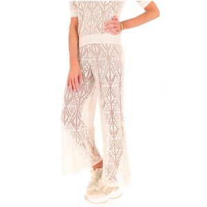 Pantaloni beige forati in cotone