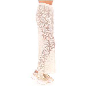 Pantaloni beige forati in cotone