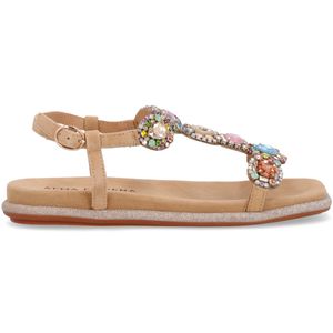 Sandalo flat con pietre gioiello