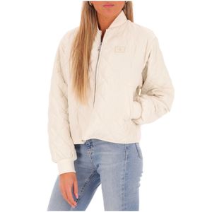 White bomber jacket with logo