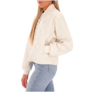 White bomber jacket with logo