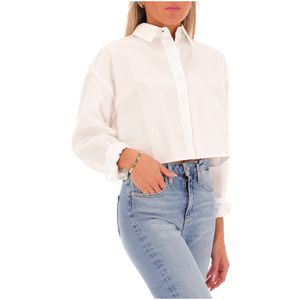 Camicia corta bianca in cotone Oxford