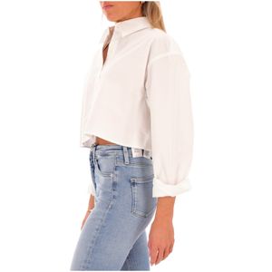 Camicia corta bianca in cotone Oxford