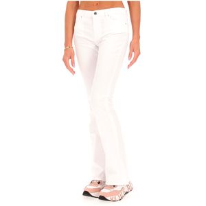 Jeans bianco in cotone Flare Mid Rise