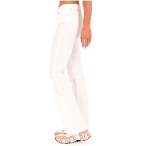 Jeans bianco in cotone Flare Mid Rise