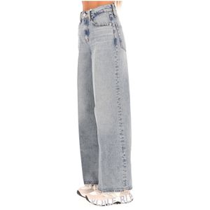 Jeans Wide leg in denim slavato