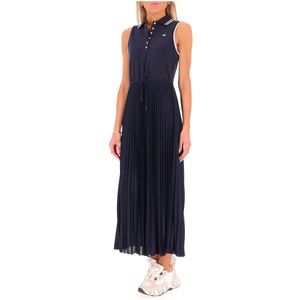Long polo dress with pleated skirt