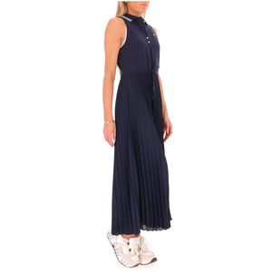 Long polo dress with pleated skirt