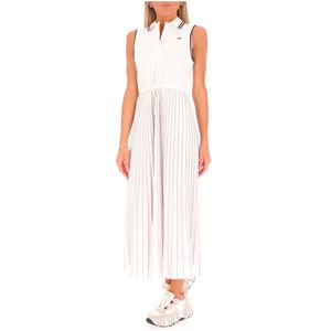 Long polo dress with pleated skirt