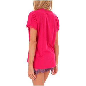 T-shirt con scollo a V e dettagli in pizzo