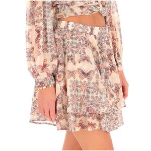 Short skirt with ruffles and butterfly print