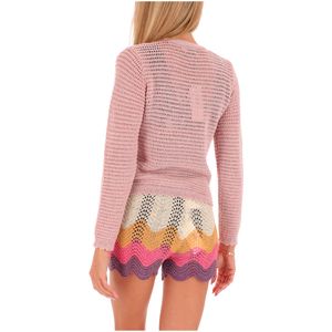 Pink cardigan with drawstring