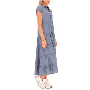 Blue dress with button closure